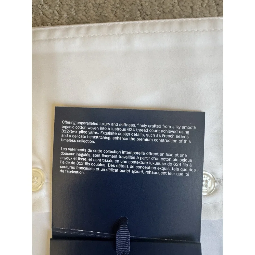 Ralph Lauren Organic Cotton Sateen Border European Sham‎ Parchment White $185